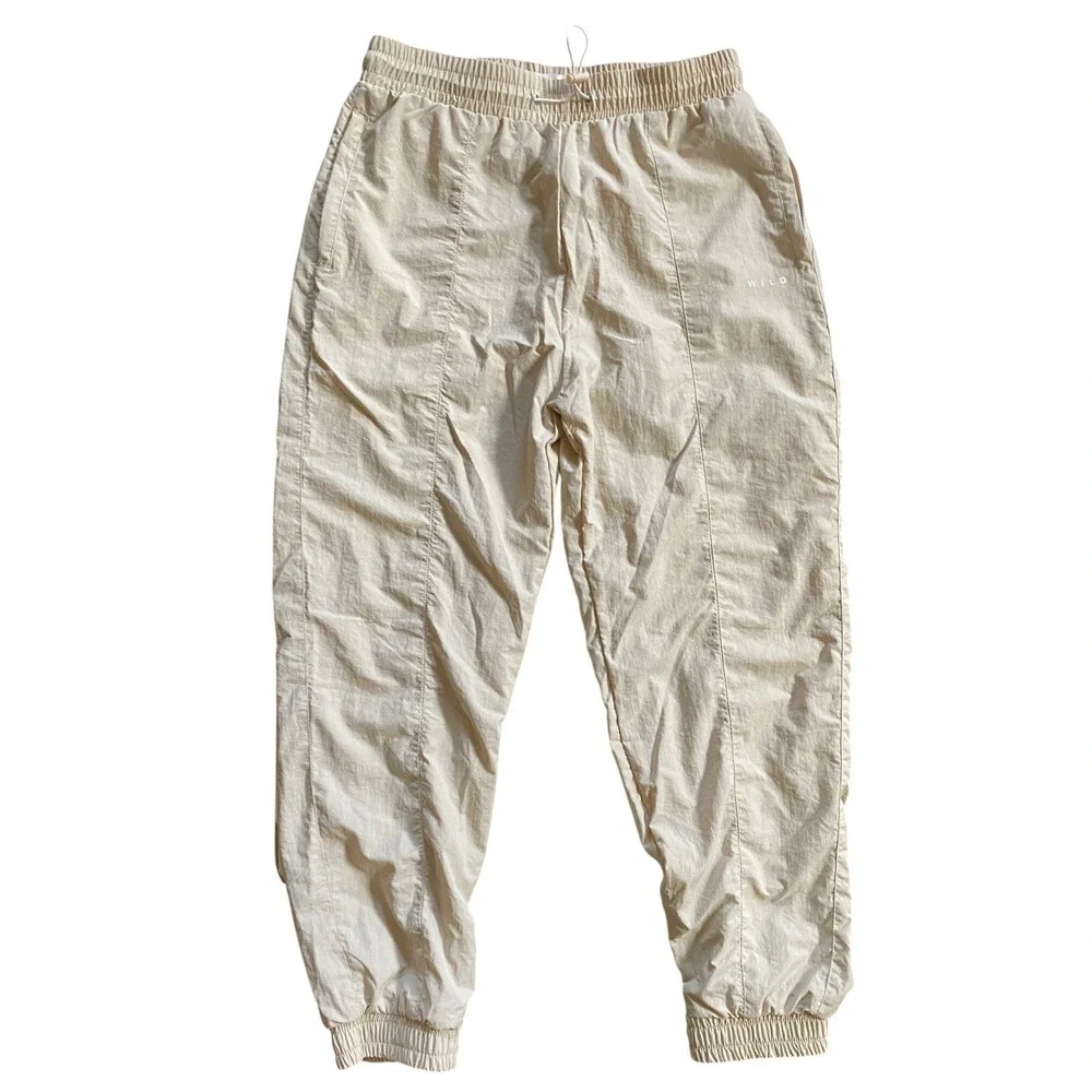 WILO THE LABEL Parachute Pant Clay Beige Nylon Mesh Lined Joggers WL-323-04-M
